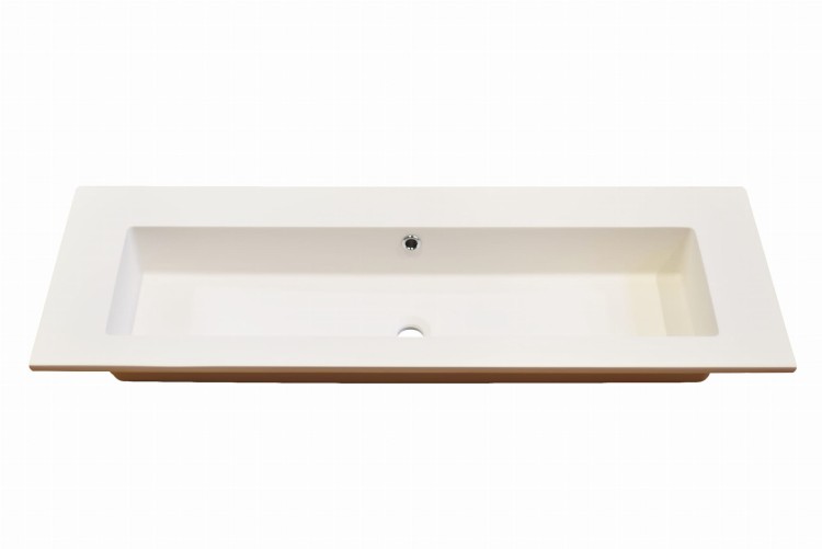 Umywalka wpuszczana w blat, prostokątna, biała 120 x 45 cm