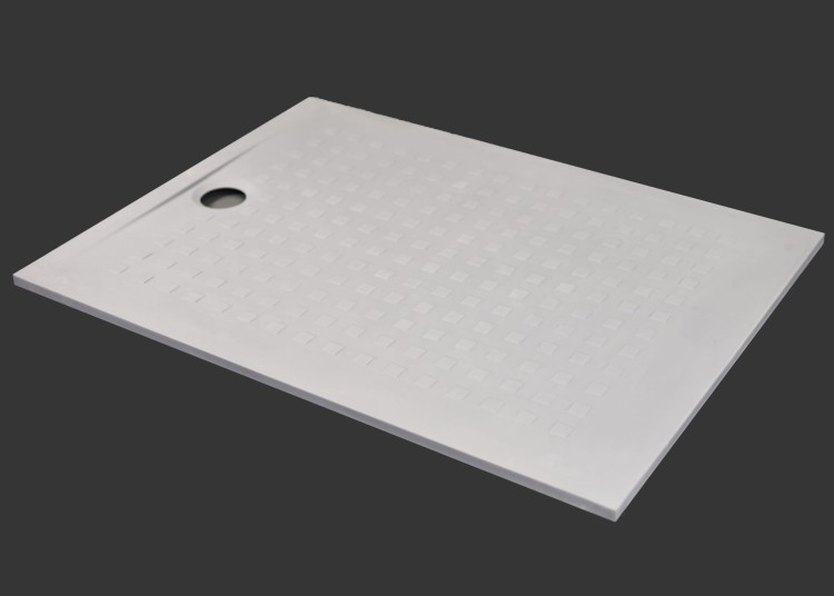 Niski brodzik prysznicowy 120 x 90 cm, cienki slim, biały prostokątny, kompozyt mineralny