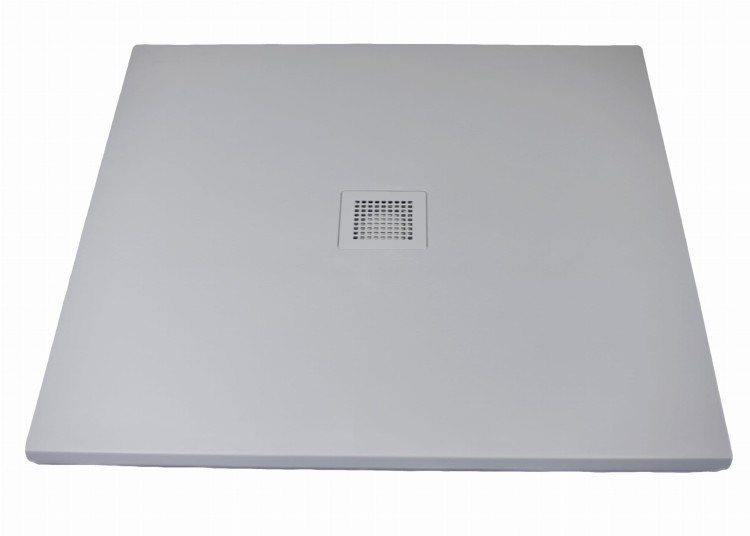 Niski brodzik prysznicowy 100 x 100 cm, kwadratowy, szary, cienki slim, kompozyt mineralny