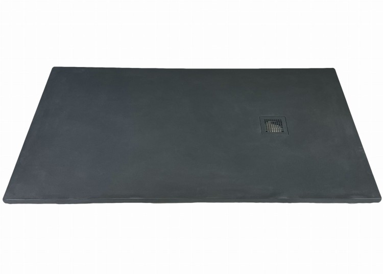 Niski brodzik prysznicowy 160 x 90 cm, cienki slim, antracyt ze strukturą, prostokątny, kompozyt mineralny