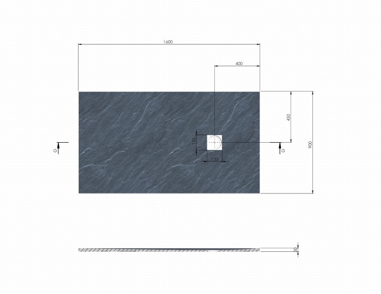 Niski brodzik prysznicowy 160 x 90 cm, cienki slim, antracyt ze strukturą, prostokątny, kompozyt mineralny