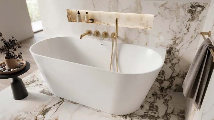 Wanna Carlo C 160 w nowoczesnej łazience minimalistyczna aranżacja premium styl soft minimal luksusowa przestrzeń