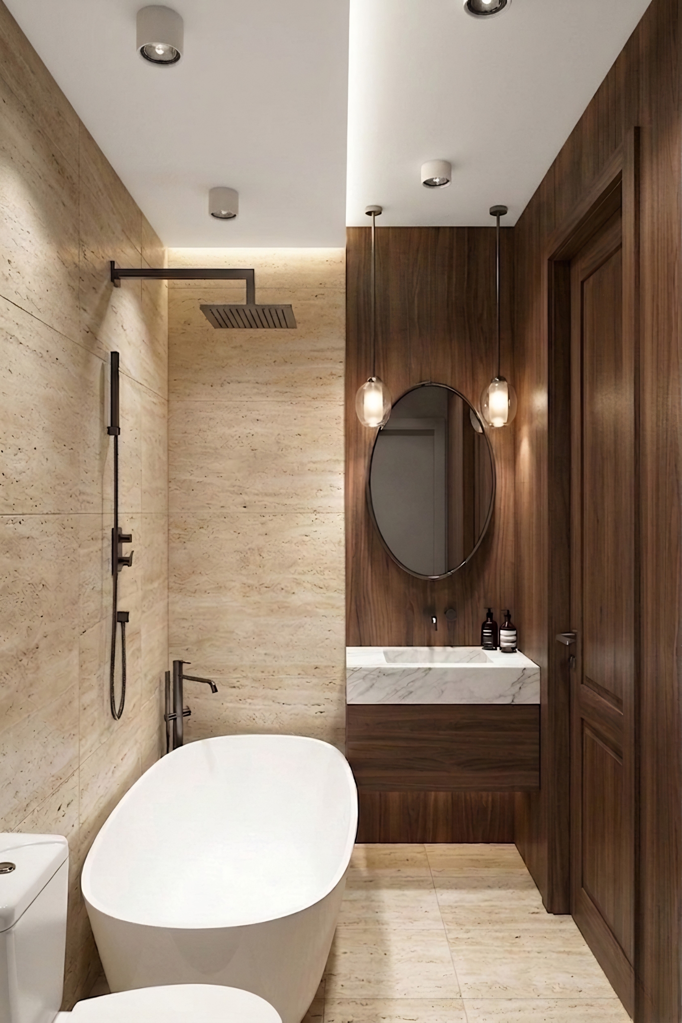 Ergonomiczny układ WC i umywalki w małej łazience