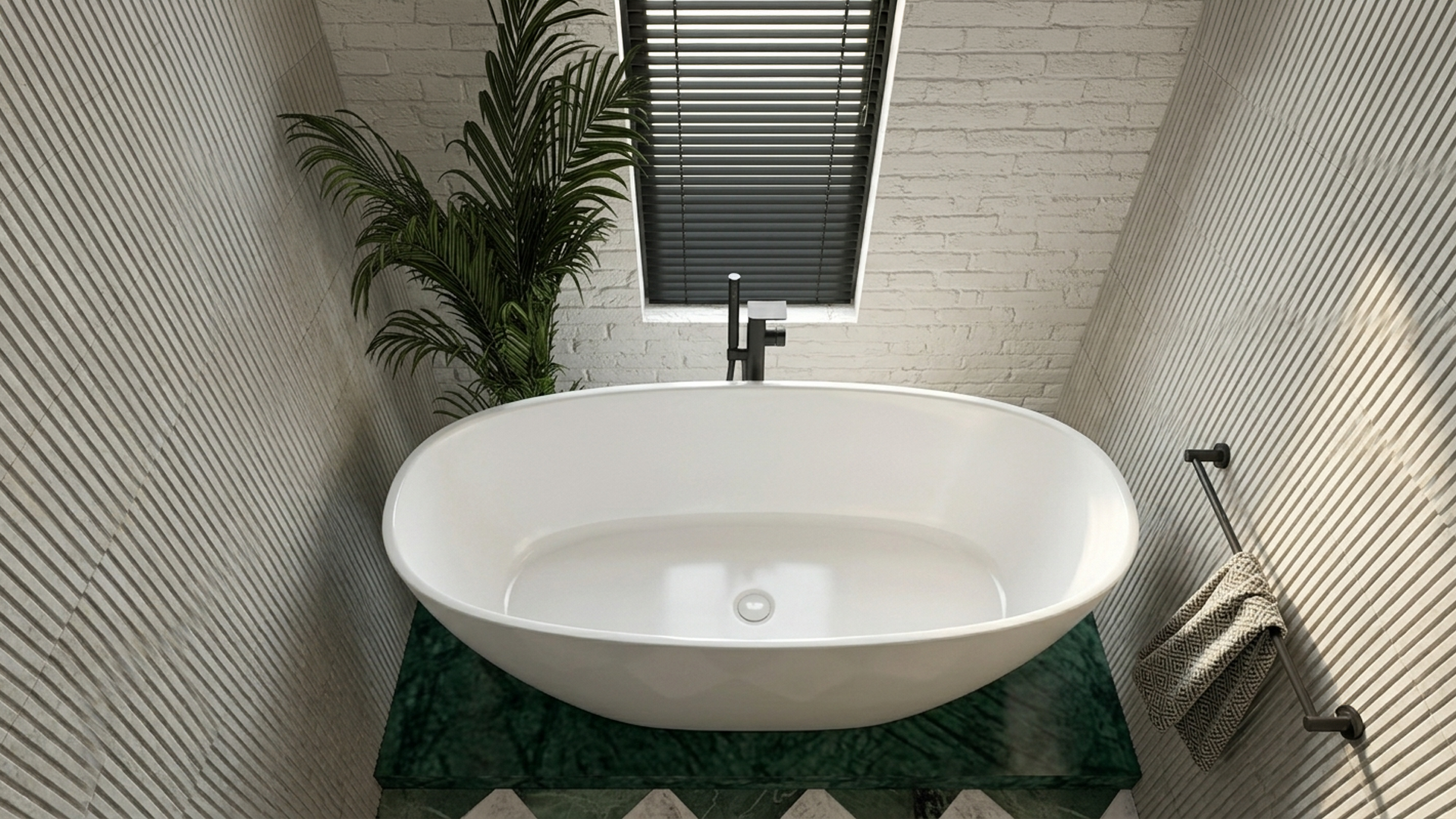 Wanna wolnostojąca Nordic 170 w aranżacji łazienki w stylu skandynawskim