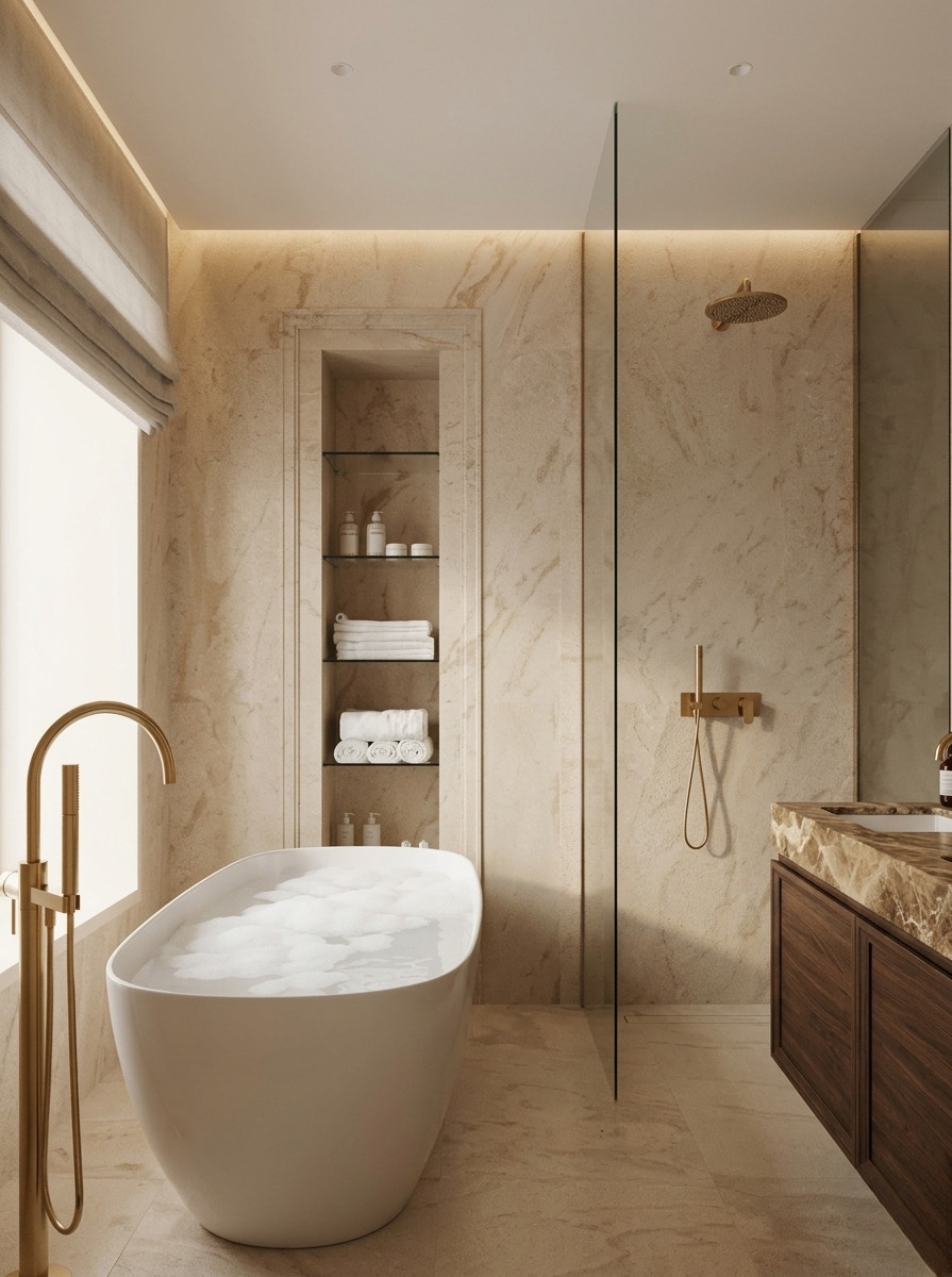 Wanna wolnostojąca Flow Slim w łazience w stylu hotelowym