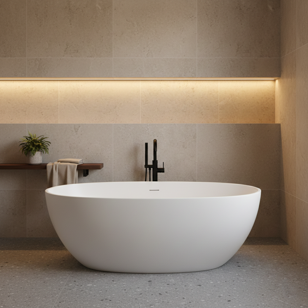 Elegancka wanna wolnostojąca w nowoczesnej łazience premium